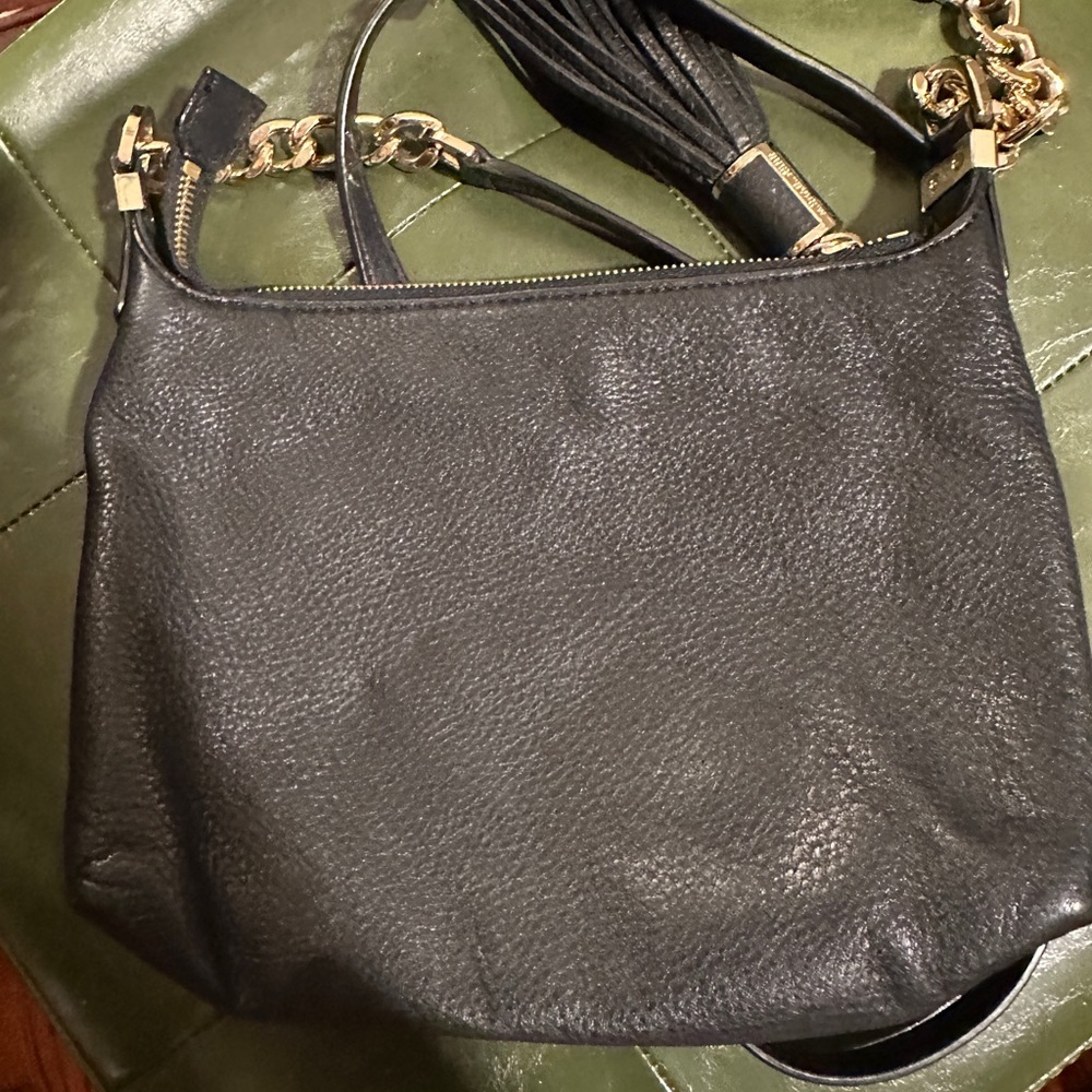 Michael Kors - Black Leather Shoulder / Crossbody Bag with Tassel - Picture 4 of 9